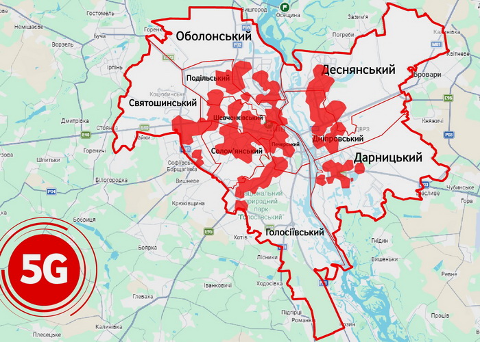 Vodafone розпочав відкрите тестування мережі 5G у всіх районах Києва